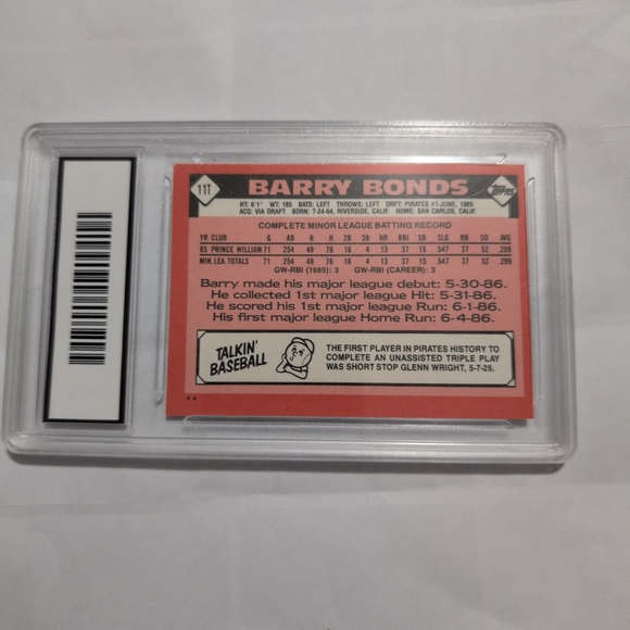 Topps Pirates Barry Bonds Rookie Card - Picture 2 of 2